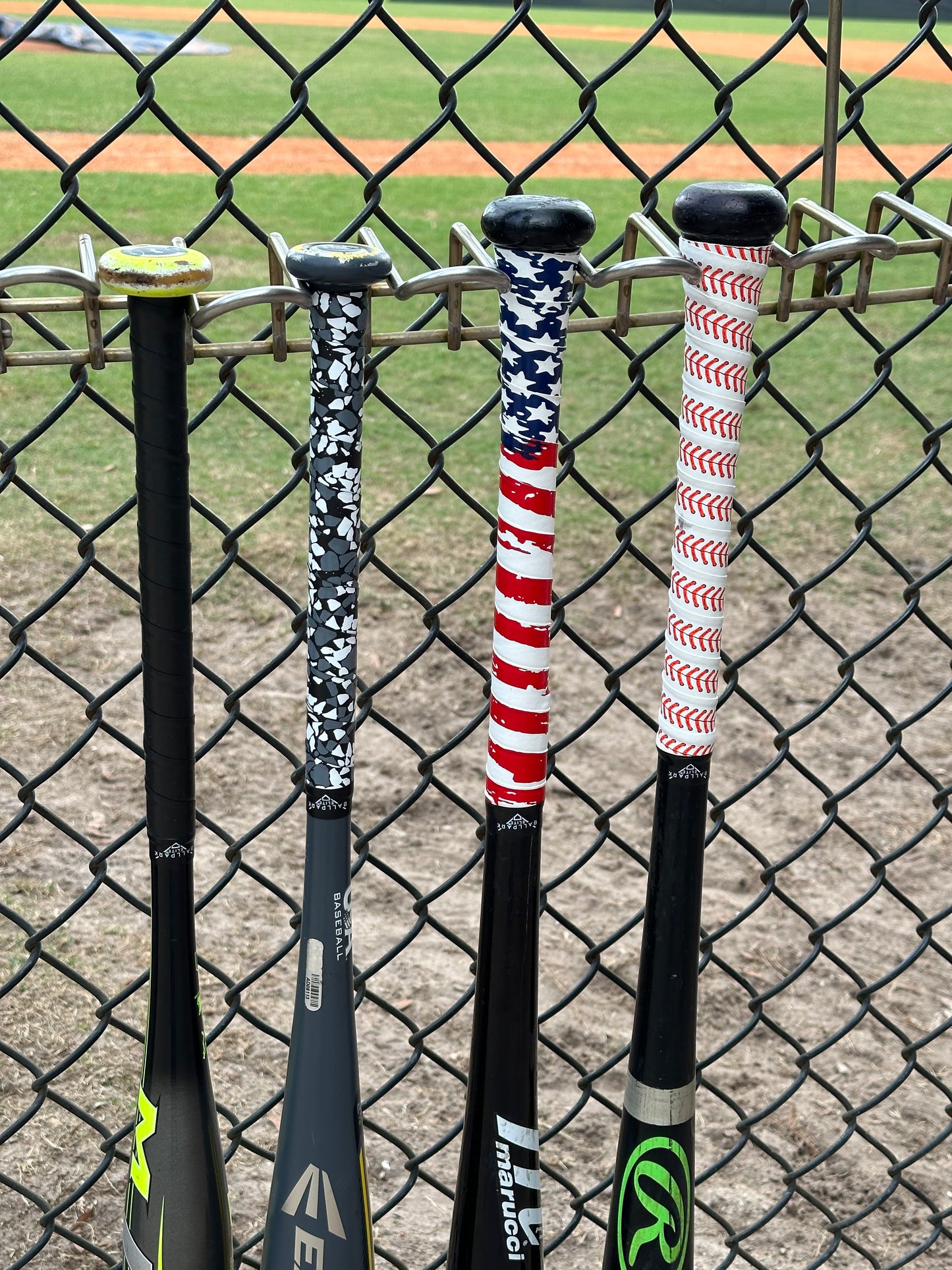 Ballpark Elite Bat Grip Tape for Baseball/Softball | 1.10 MM Precut Baseball Bat Grip Replacement | Black, US Flag, Camo, Stitch Grip Tapes