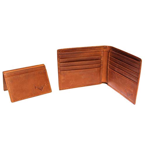 Baseball Wallet Genuine Leather Bifold RFID Blocking, 2 in 1