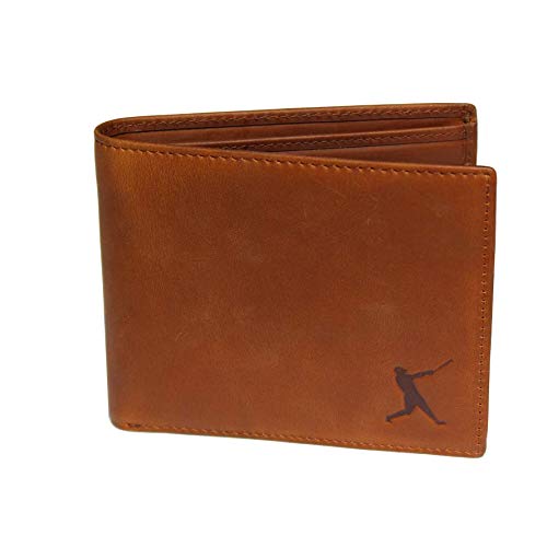 Baseball Wallet Genuine Leather Bifold RFID Blocking, 2 in 1