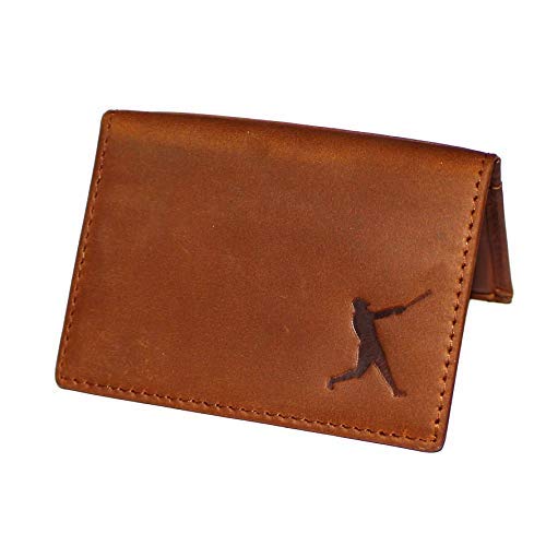 Baseball Wallet Genuine Leather Bifold RFID Blocking, 2 in 1