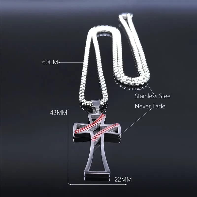 Baseball Cross Stainless Steel Necklace
