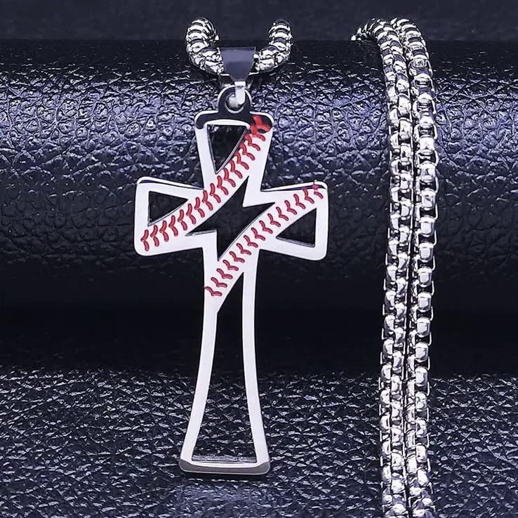 Baseball Cross Stainless Steel Necklace