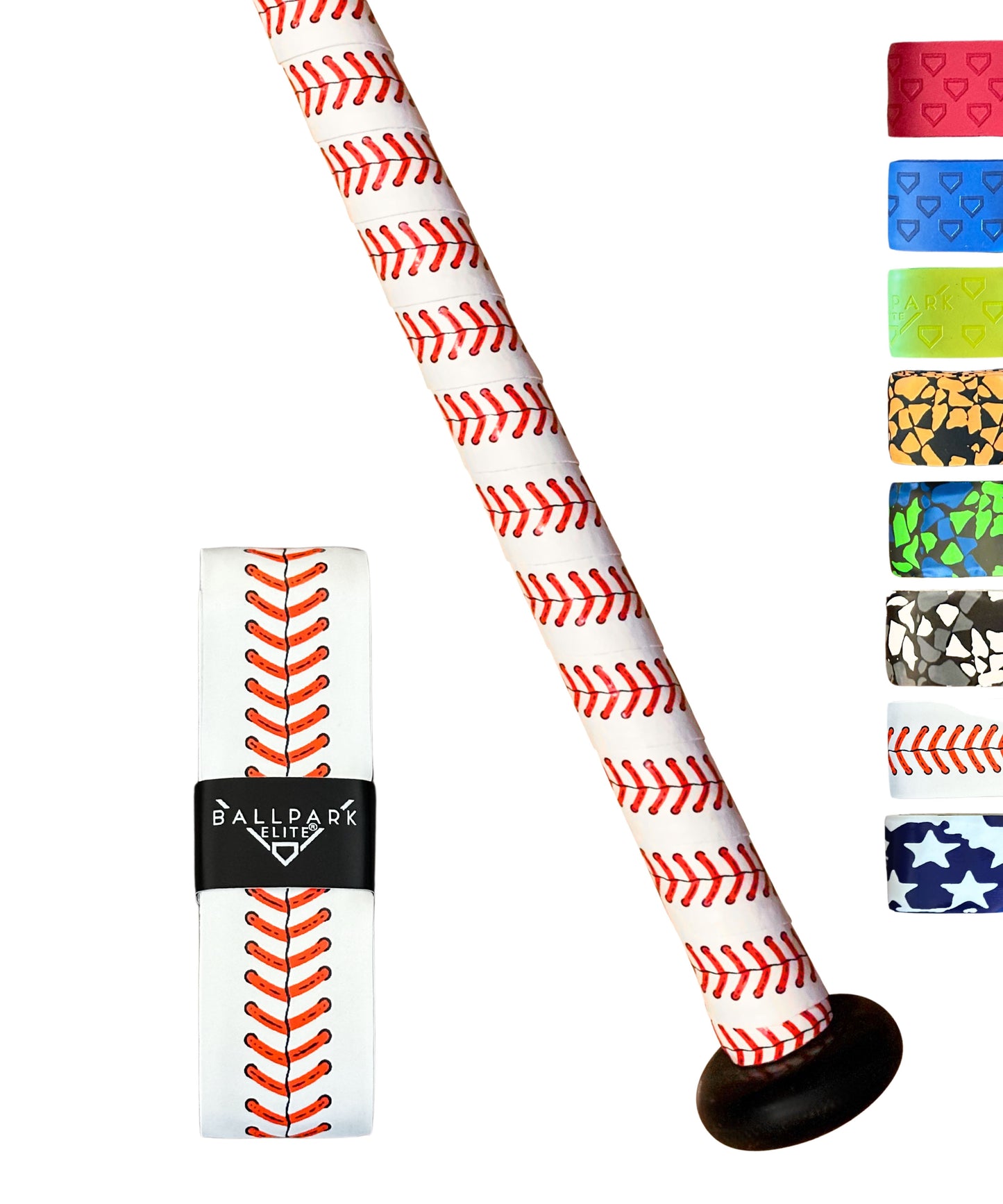 Ballpark Elite Bat Grip Tape for Baseball/Softball | 1.10 MM Precut Baseball Bat Grip Replacement | Choose from over 10 styles