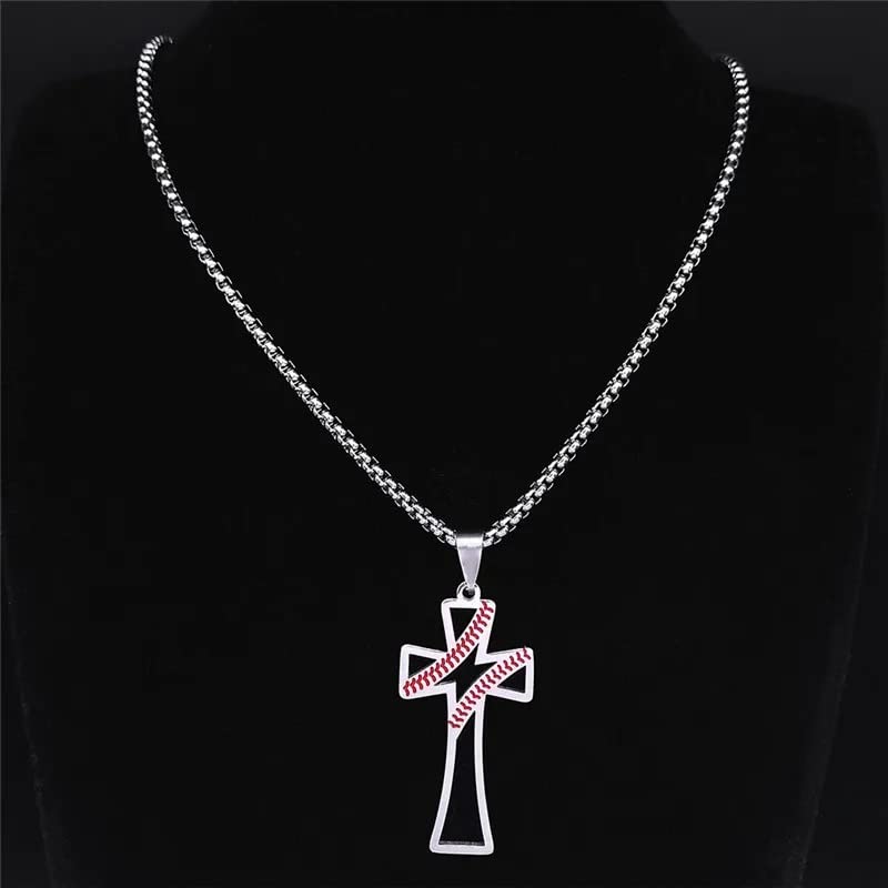1pc Creative Personalized Stainless Steel English Alphabet, Baseball  Pattern, Cross Necklace For Men's Hip-hop Style | SHEIN USA